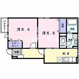 ヴィラ・フォンティーヌ 2Kの間取図画像