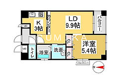 クレストシティ中井町 1LDKの間取図画像