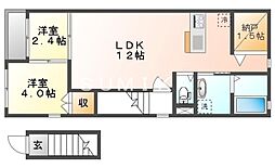 シャガールA 2LDKの間取図画像