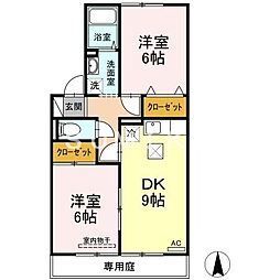 フリーダムA 2DKの間取図画像