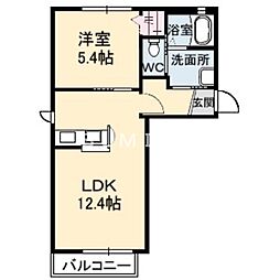 ヴァン・デ・ボヌール 1LDKの間取図画像