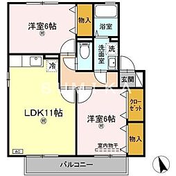 ハートランドウィルモア 2LDKの間取図画像