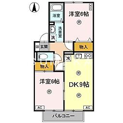 リトルバード 2DKの間取図画像