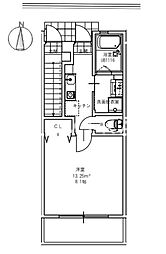 モコブルーノ中井町 1Kの間取図画像