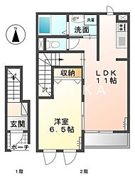 リアン 1LDKの間取図画像