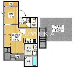 グランティック下中野 1LDKの間取図画像