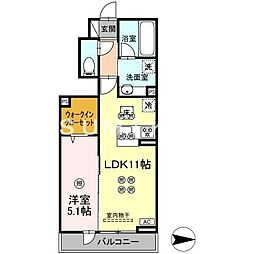 トリシア関 1LDKの間取図画像