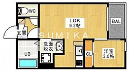 レガリスト奉還町 1LDKの間取図画像
