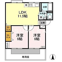 グレースハイツB 2LDKの間取図画像
