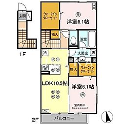 エクセルII 2LDKの間取図画像