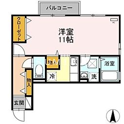 フェイバリットフラットB棟 ワンルームの間取図画像