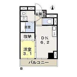 ブランシェ駅元町 1DKの間取図画像