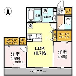ヴェルドミールB 2LDKの間取図画像