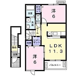 ソレアード・ビューB 2LDKの間取図画像