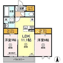 ハーベスト 2LDKの間取図画像