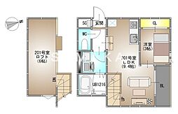 岡山市北区奥田南町アパート 1LDKの間取図画像