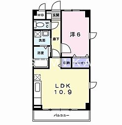スカイマンション 1LDKの間取図画像