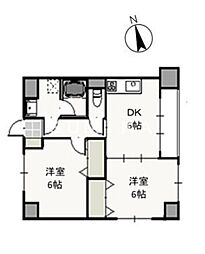 ウッドコート医大南 2DKの間取図画像
