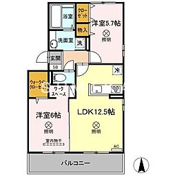プレジオあくらC 2LDKの間取図画像