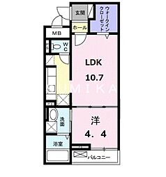 マリーアンジュ 1LDKの間取図画像