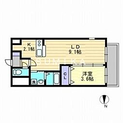 アクシス今 1LDKの間取図画像