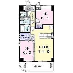サザンクロス 2LDKの間取図画像