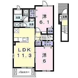 ブルターニュA 2LDKの間取図画像