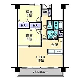 クレール新屋敷 2LDKの間取図画像