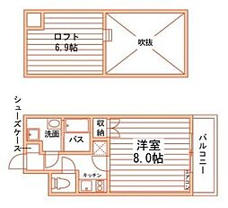 ルラシオン岡山奉還町 1Kの間取図画像