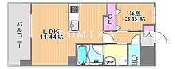 岡山市北区西島田町マンション 1LDKの間取図画像