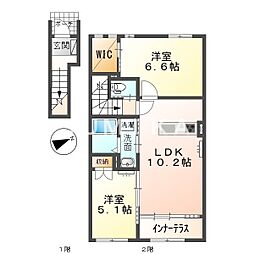 ビレッジヒルズ京山 2LDKの間取図画像