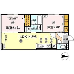 Villa Plum 2LDKの間取図画像