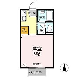 レジデンス高柳B ワンルームの間取図画像