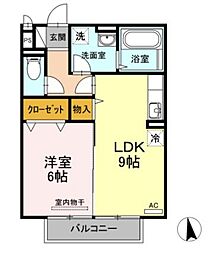 スプリングフィールドB 1LDKの間取図画像