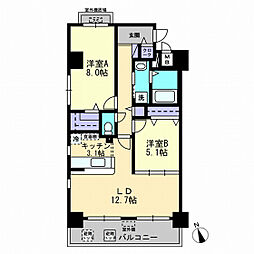 リッチ・クレールマンション 2LDKの間取図画像
