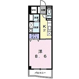 エル・クレール 1Kの間取図画像