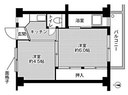 ビレッジハウス吉備1号棟 1DKの間取図画像