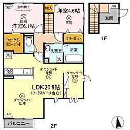グラン・トリシア 2LDKの間取図画像