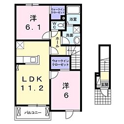 サンフォレスト 2LDKの間取図画像