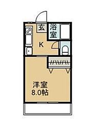 中祥マンションC 1Kの間取図画像