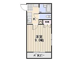 奥田西町ハイツ 1Kの間取図画像