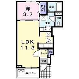 フラット・パイン 1LDKの間取図画像