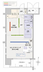 ミッド・シティ岡山 1LDKの間取図画像
