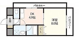 アンブシュール京橋 1DKの間取図画像