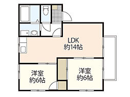 湯浅コーポB 2LDKの間取図画像