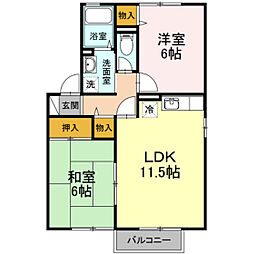 セジュールナンバ 2LDKの間取図画像