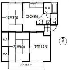 フローレス93A 3DKの間取図画像