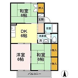 プリオールエフA 3DKの間取図画像