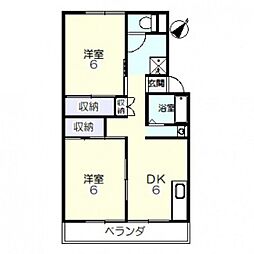 プレジール山陽C 2DKの間取図画像
