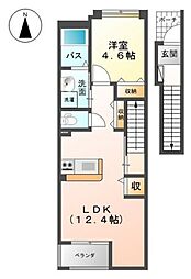 ウィングヒルズ 1LDKの間取図画像